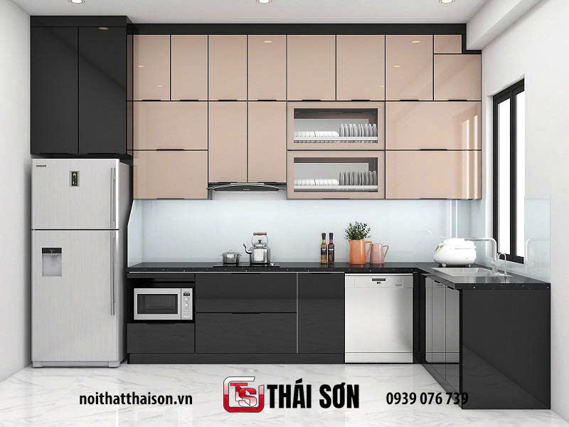 TỦ BẾP CÁNH KÍNH SANG TRỌNG - ĐẲNG CẤP -TB023